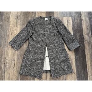 Cabi Pursuit Coat 5299 Black White Textured Knit Open Front Jacket Womens Small